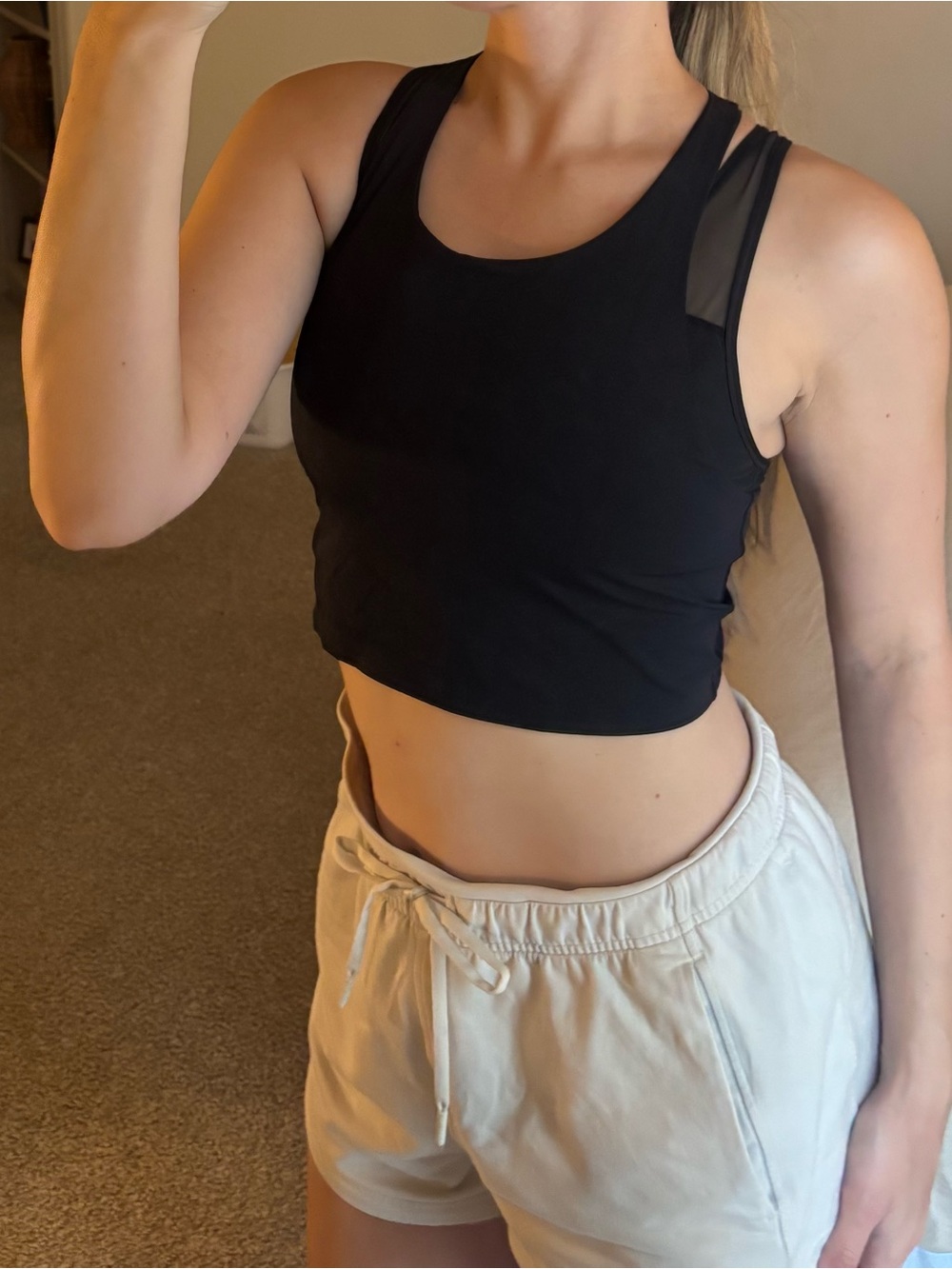 Black Cropped Athletic Tank Top